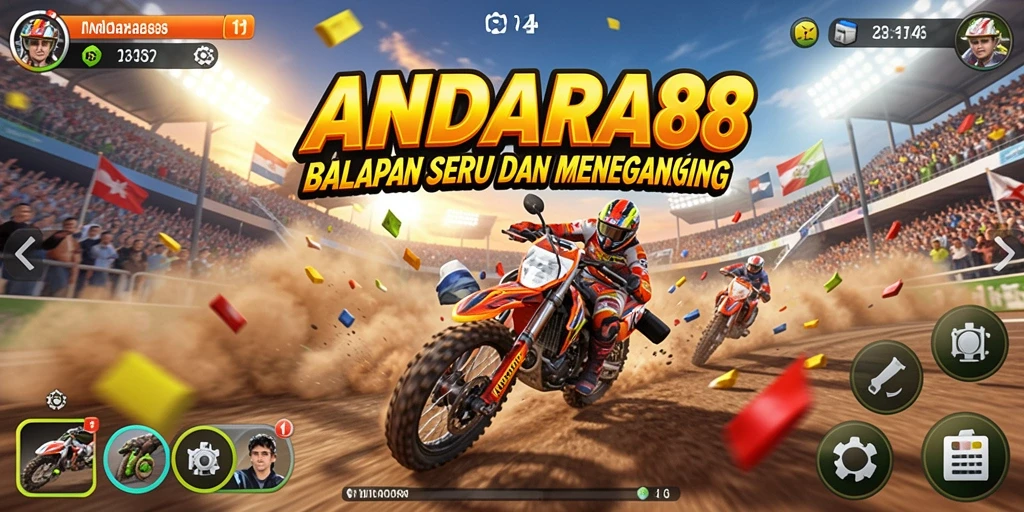 Tampilan gameplay balapan yang seru dan penuh aksi.