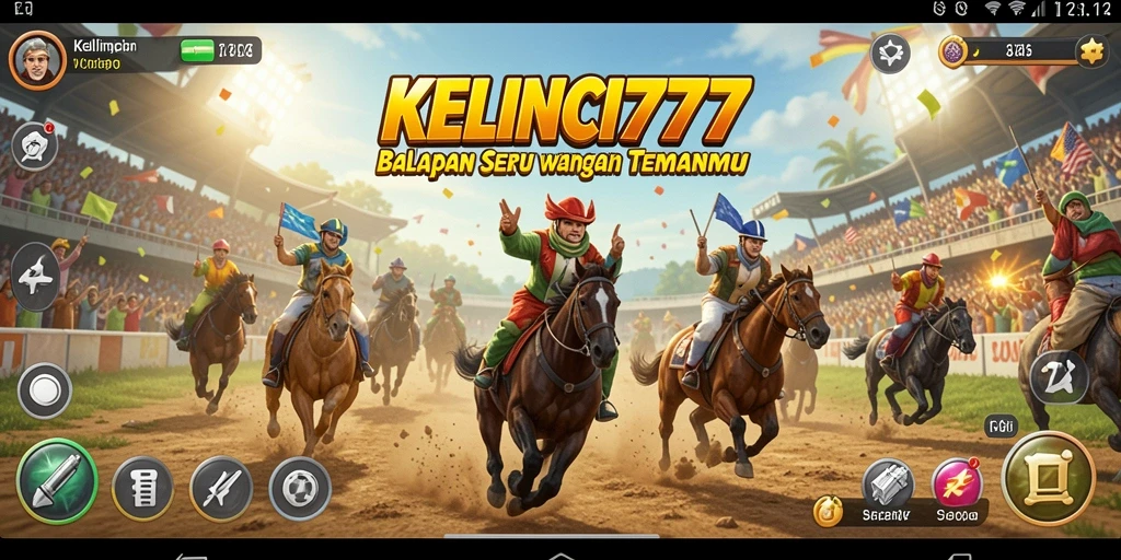 Gameplay balap seru KELINCI777 dengan kendaraan yang cepat.