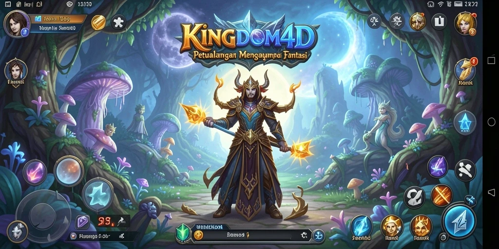 Tampilan gameplay KINGDOM4D yang penuh warna dan menantang.