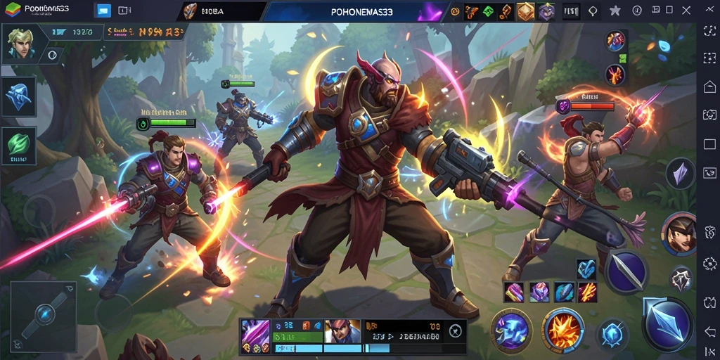 Tampilan gameplay seru dari POHONEMAS33 dalam pertempuran MOBA.