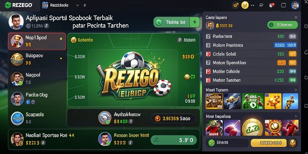 Screenshot gameplay REZEGO menampilkan taruhan olahraga yang interaktif dan menarik.