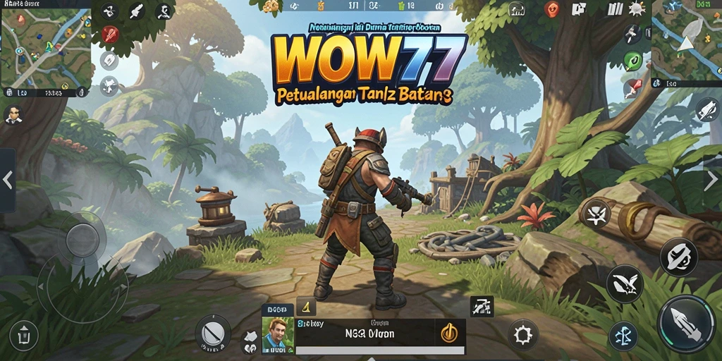 Screenshot WOW77 menampilkan aksi eksplorasi seru di dunia terbuka.